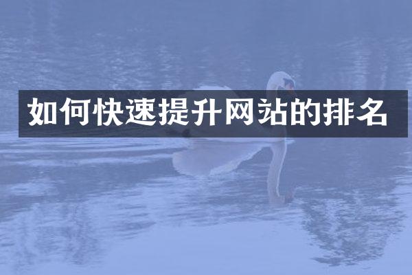 如何快速提升网站的排名