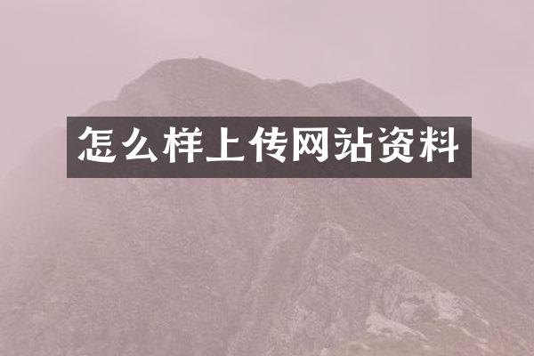 怎么样上传网站资料