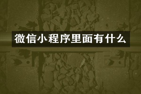 微信小程序里面有什么