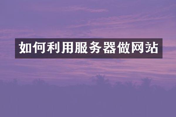 如何利用服务器做网站