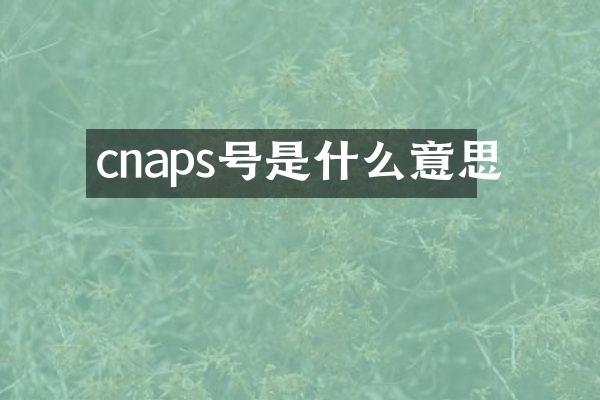 cnaps号是什么意思