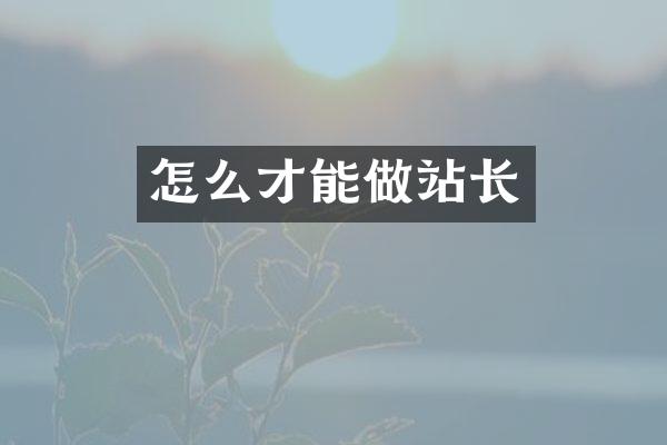 怎么才能做站长