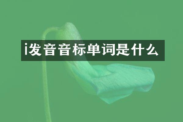 i发音音标单词是什么