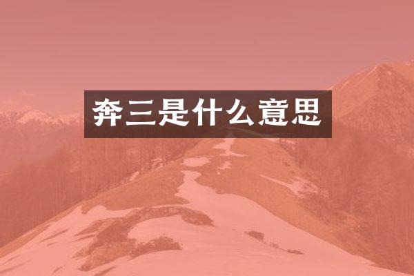 奔三是什么意思