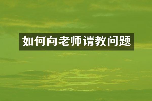如何向老师请教问题
