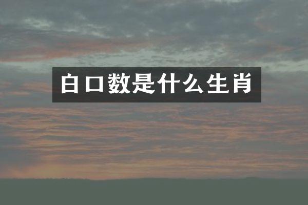 白口数是什么生肖