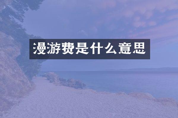 漫游费是什么意思
