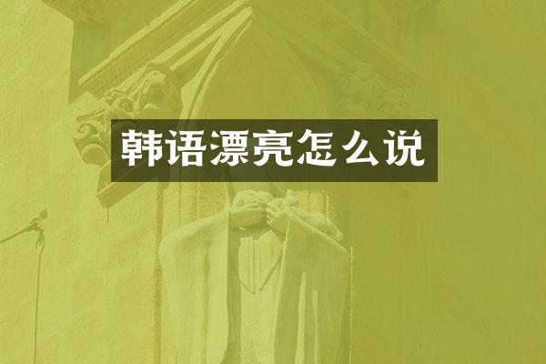 韩语漂亮怎么说