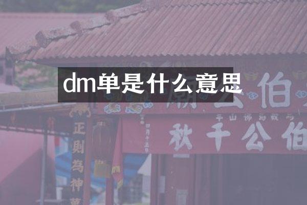 dm单是什么意思
