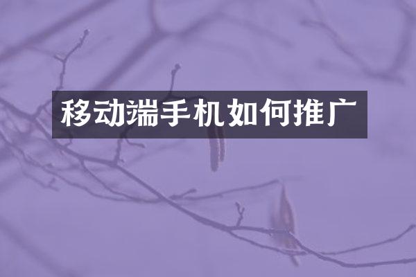 移动端手机如何推广