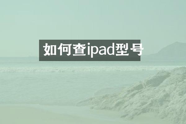 如何查ipad型号