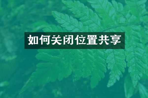 如何关闭位置共享