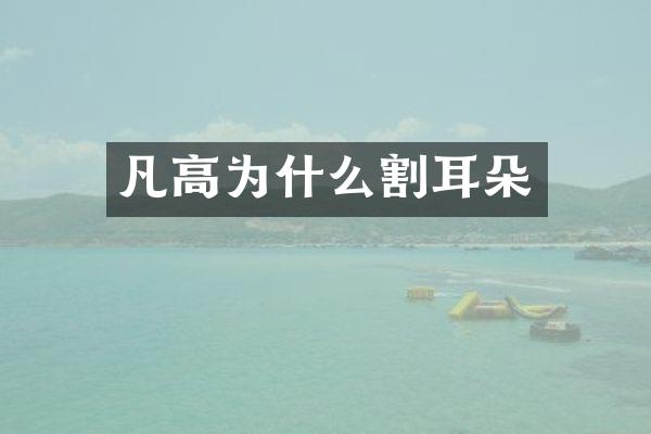 凡高为什么割耳朵