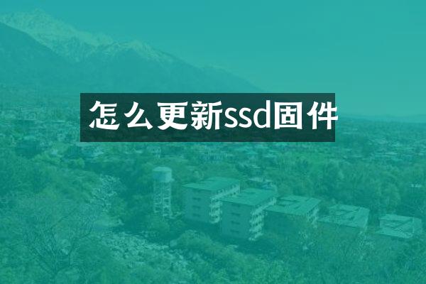 怎么更新ssd固件