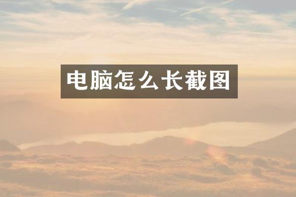 电脑怎么长截图