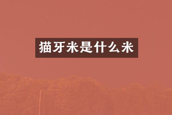 猫牙米是什么米