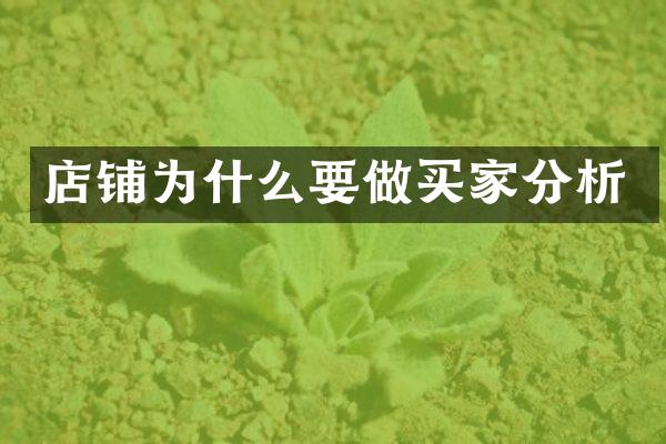 店铺为什么要做买家分析