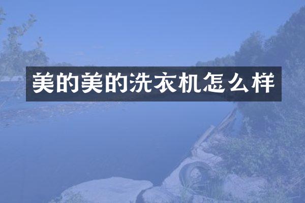 美的美的洗衣机怎么样