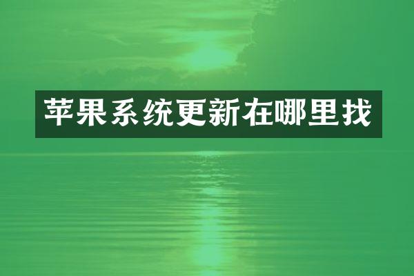 苹果系统更新在哪里找