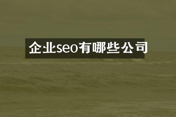 企业seo有哪些公司