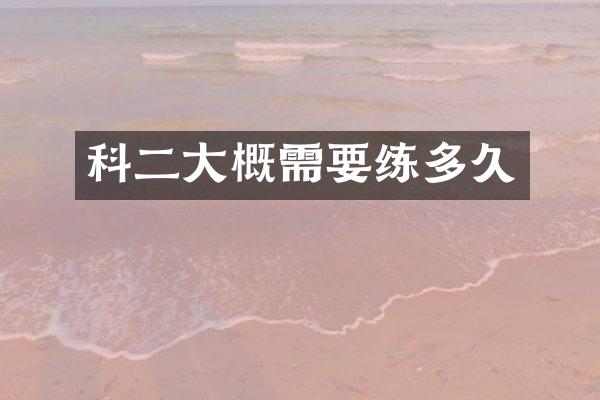 科二大概需要练多久