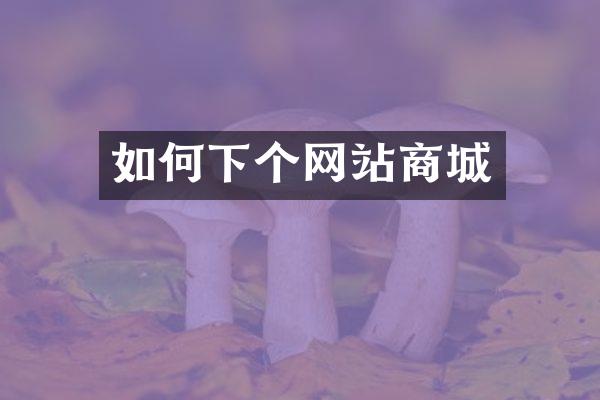 如何下个网站商城