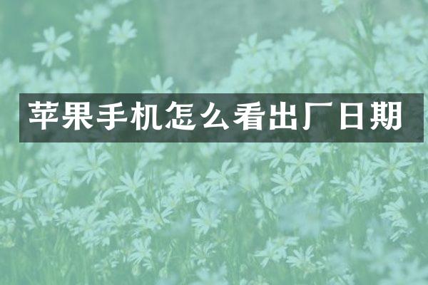 苹果手机怎么看出厂日期