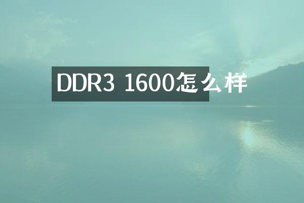 DDR3 1600怎么样