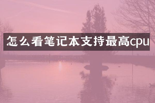怎么看笔记本支持最高cpu