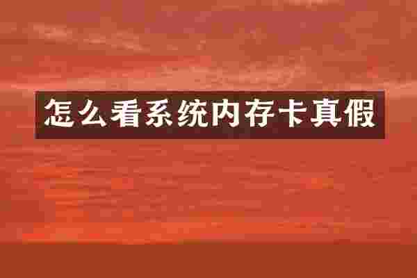 怎么看系统内存卡真假