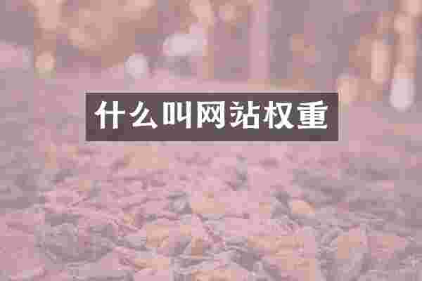 什么叫网站权重