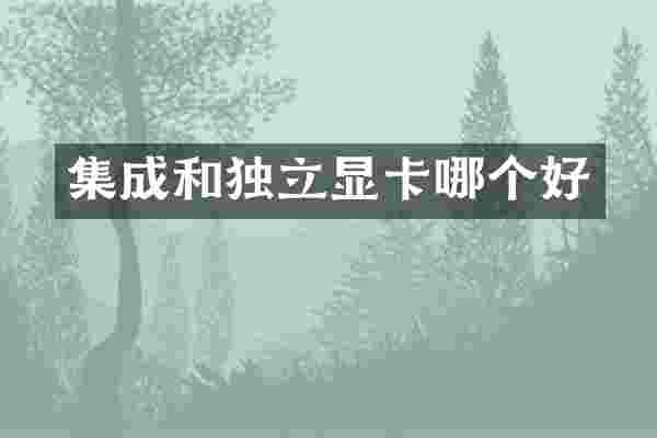 集成和独立显卡哪个好