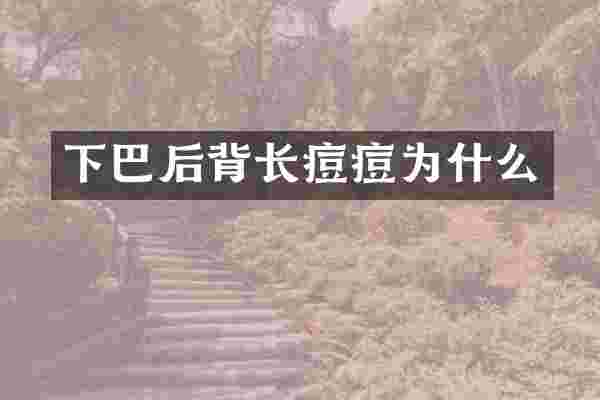 下巴后背长痘痘为什么