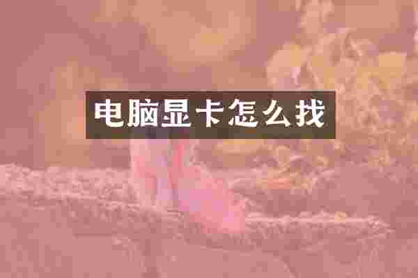 电脑显卡怎么找