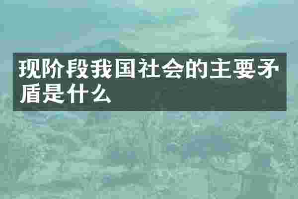 现阶段我国社会的主要矛盾是什么