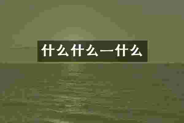 什么什么一什么