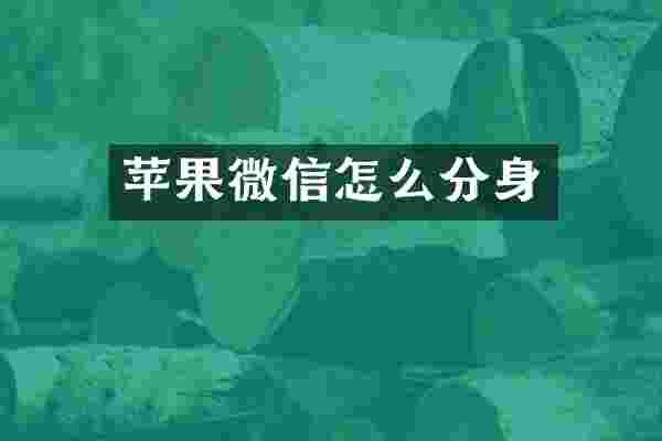 苹果微信怎么分身