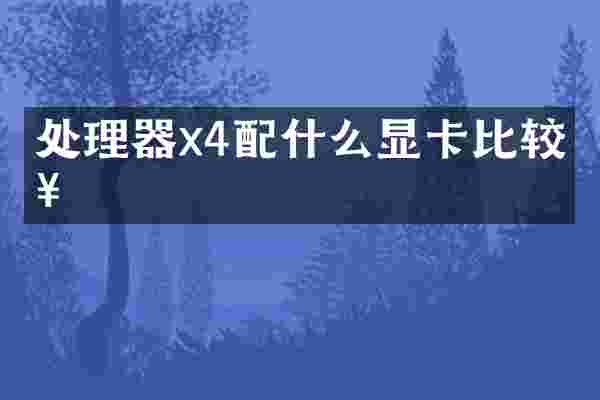 处理器x4配什么显卡比较好