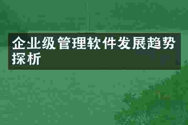 企业级管理软件发展趋势探析