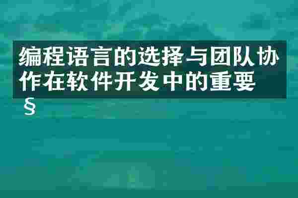 编程语言的选择与团队协作在软件开发中的重要性