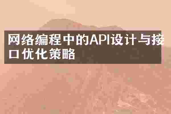 网络编程中的API设计与接口优化策略