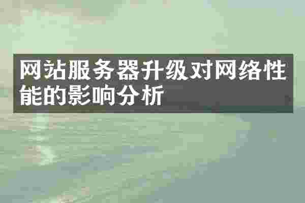 网站服务器升级对网络性能的影响分析
