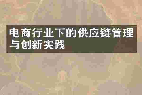 电商行业下的供应链管理与创新实践