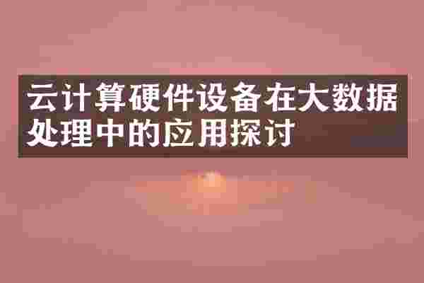 云计算硬件设备在大数据处理中的应用探讨