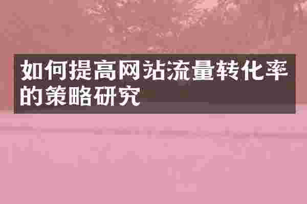 如何提高网站流量转化率的策略研究