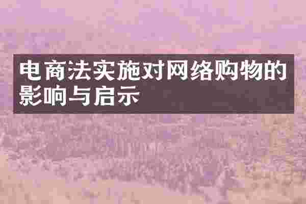 电商法实施对网络购物的影响与启示