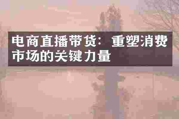 电商直播带货：重塑消费市场的关键力量