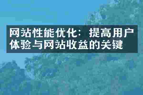 网站性能优化：提高用户体验与网站收益的关键
