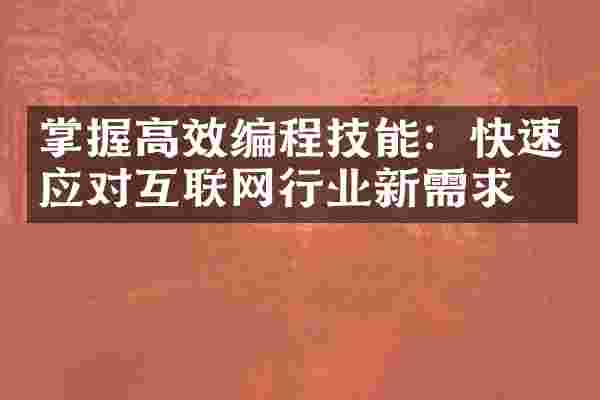 掌握高效编程技能：快速应对互联网行业新需求