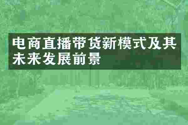电商直播带货新模式及其未来发展前景